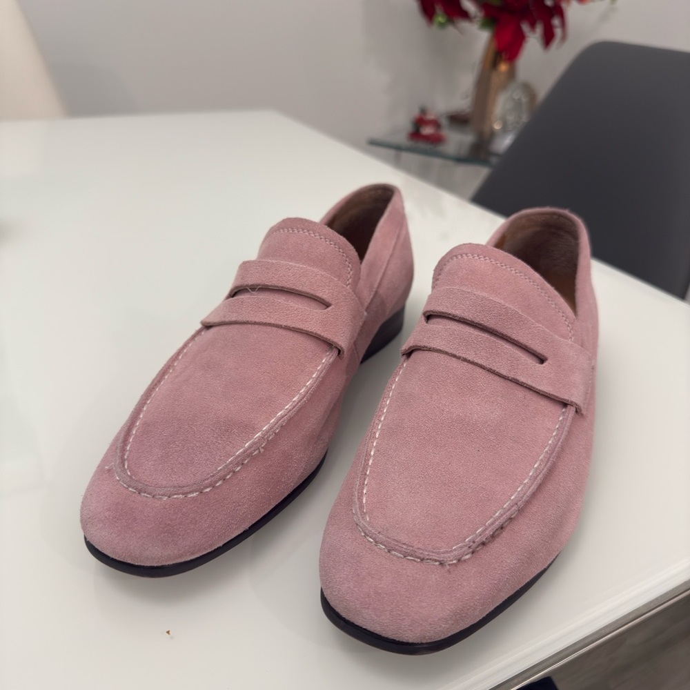 Pink Suede Loafers for Men